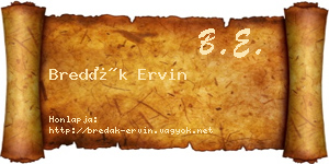 Bredák Ervin névjegykártya